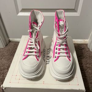 Alexander McQueen Neon Treadslick Hightop Sneakers Size 40